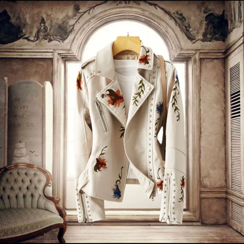 Floral Faux Leather Jacket